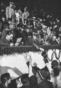 02322 Adolf Hitler and propaganda Minister Jopseh Goebless used the Olympic Games in 1936 to sign autographs