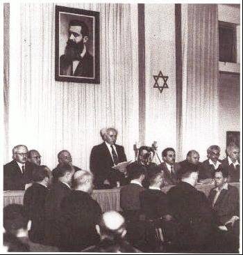 1948. David Ben-Gurion tells the World that the Jewish people are back home in the land of their forefathers.