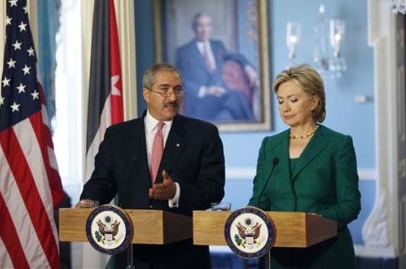 Old win in new wineskins. It will never work. The Jordan Foreign Minister with the US secretary of state Hillary Clinton.