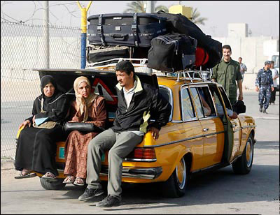 Gazans leaving the terror-regime of Hamas, on their way through the Eretz crossing into freedom in Israel