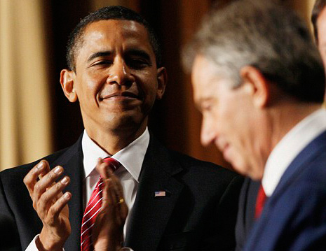 Barack Hussein Obama and Tony Blair. Two of a kind.