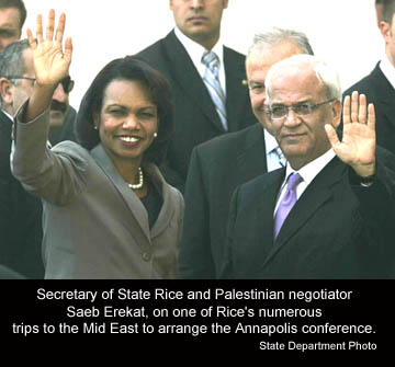 Former Secretary of State Condoleezza Rice with Saeb Erekat