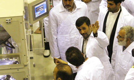 Mahmoud Ahmandinejad enjoying at a nuclar site at a secret location 