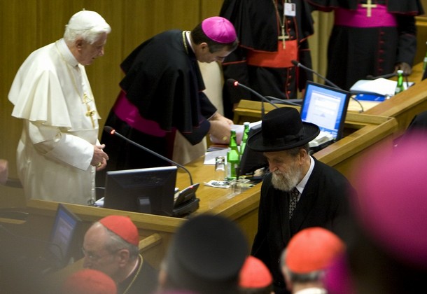 Rabbi Shear-Yashuv Cohen is the Chief Rabbi of Haifa. Here on a Catholic synod with the Pope.