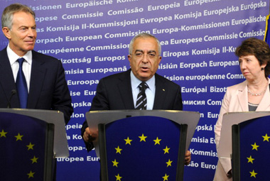 Britian's former prime minister Tony Blair and Baroness Catherine Ashton.