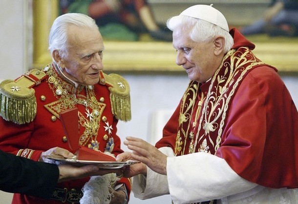 File photo of Grand Master of Order of Malta Bertie with Pope Benedict at the Vatican