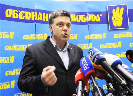 Oleh Tyahnybok copies the propaganda that came out from Berlin. 