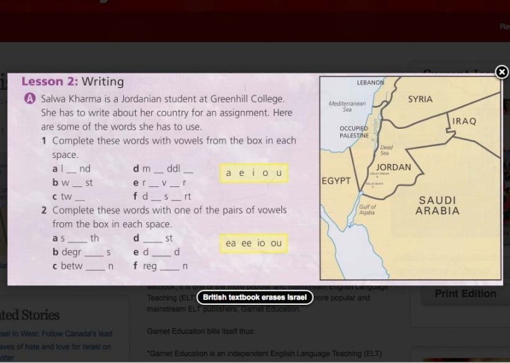 A neo-Nazi inspied map of :Islamic Palestine: in a school book in England. 