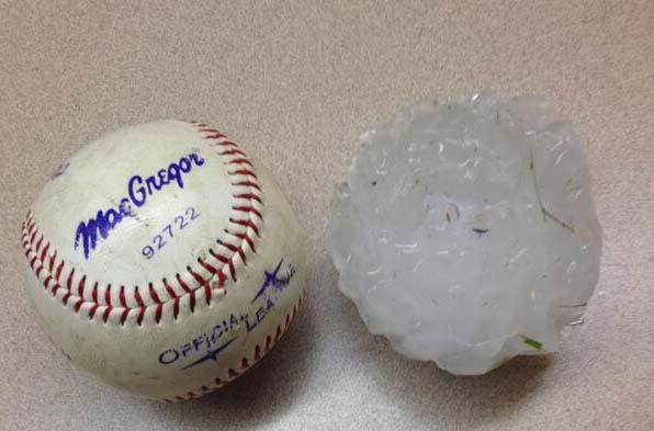 Hails as large as small basketballs. 