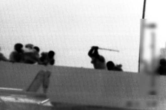 An Islamic terrorist from Turkey attacks an IDF soldier with an iron road. 