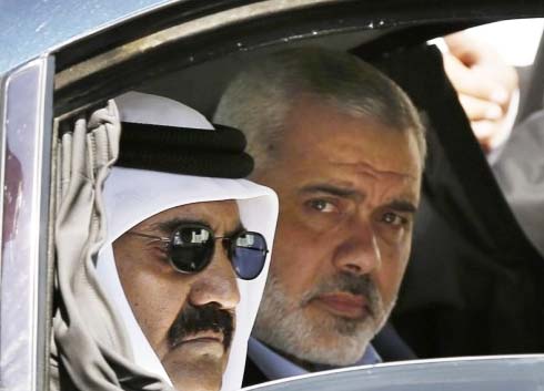 The Quatari dictator has recently in Gaza to support Ismail Hanyeth and the Hamas. 