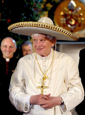 The Pope as a Mexican gangster.