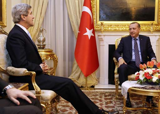 John Kerry paying Turkish PM Erdogan a visit in Ankara. 