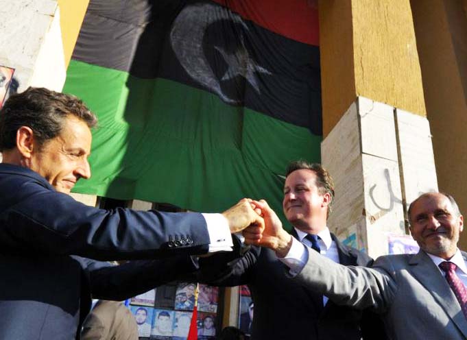 David Cameron and Nicolas Sarkozy fighting hard to spread radical Islam in North Africa . Here the party is on in Tripoli.