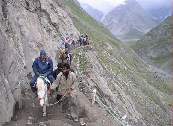 Tens of thousands of Pilgrims travel up to the temple in the Himalayas. 
