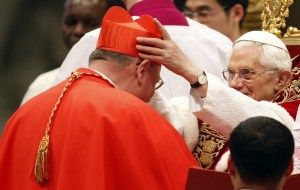 The former Pope bless Dolan, and makes him cardinal. 