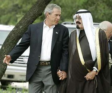 Bush and his order brother walking hand in hand. 