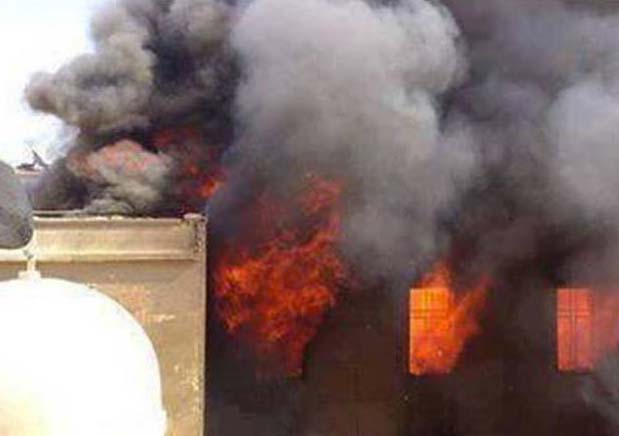 The Coptic Church in  El-Minya sset ablaze by the followers of Muhammad. 