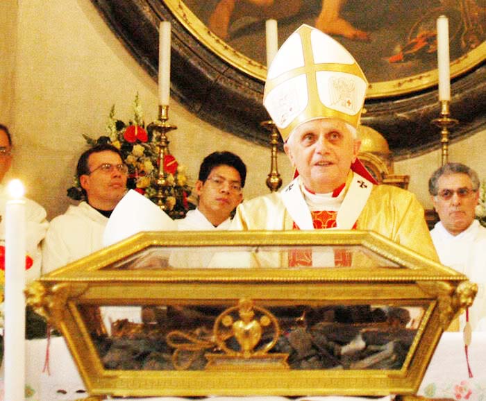 Pope Emritus used to say mas in front of these bones of "Saint" Augustine. 