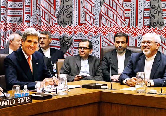 Iranian Foreign Minister Mohammad Javad Zarif and John Kerry agree on "peace" at the cost of Israel. 