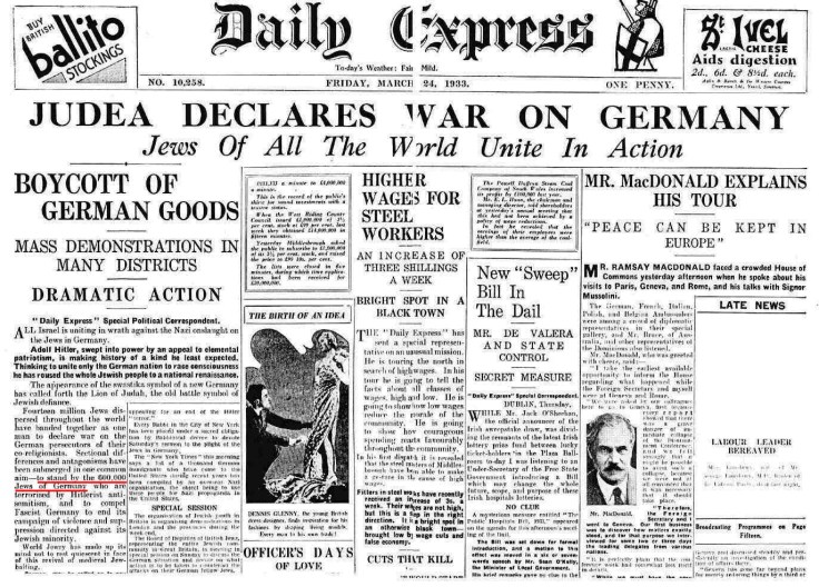 A not intended prophetic message in Daily Express in the UK in 1933. 