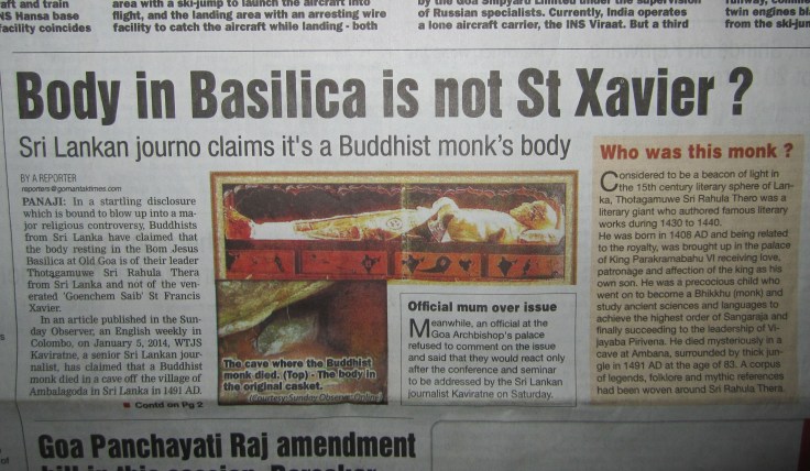 This news report has been widely circulated in the state of Goa in India.