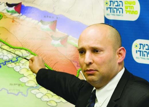 Naftali Bennett warns Israelies not to accept a the Mountains of Zion to be taken over by the enemy. 