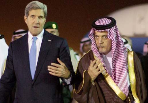 John Kerry is an agreement with  ‪Saudi Foreign Minister Prince Saud Al-Faisal bin Abdulaziz al-Saud,.