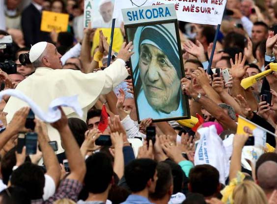 Jesuit Pope Francis hailed the pagan Queen of Heaven during his visit to Albania.