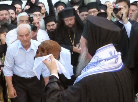 The skull has been cleansed, and are getting ready for worship. 