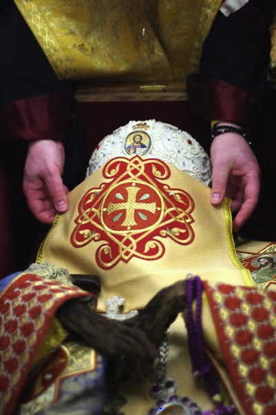 The face of the skull is covered, to avid the children getting nightmares.