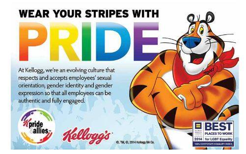 This adversisement to support a gay pride march in Atlanta, Georgia, requires a boycott of Kellogs by all Christians. 