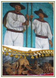 During the mass, the skulls were kept in front of the images of the 