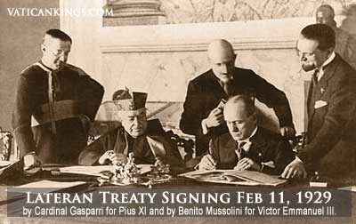 The ultimate betrayal of free Europe. The Vatican and Mussolini sign a treaty of alliance. 