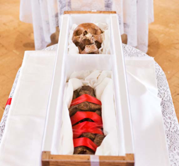A Catholic nun has been exhumed, and her skull beutified for the purpuse of canonization. 