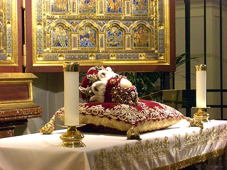 The skull it kept on the altar, to be adored by the Roman Catholics. 