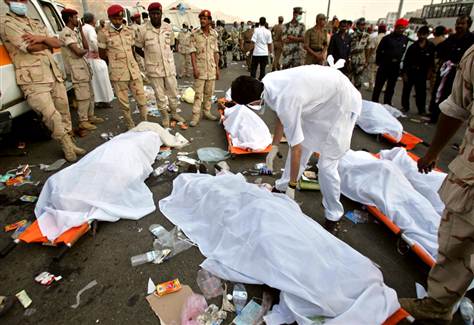 Massive death of pilgrims during the hajj in Mecca in Saudi Arabia. 