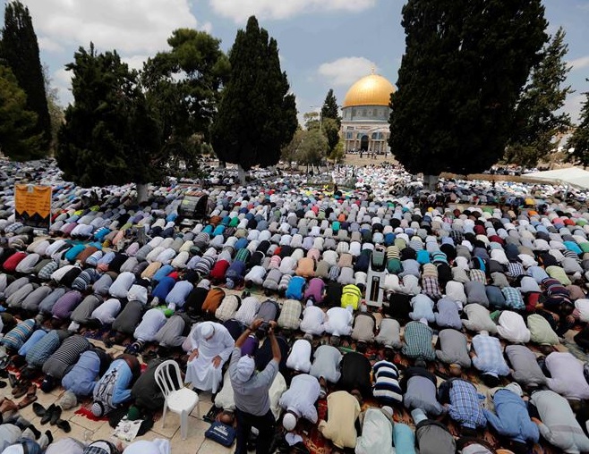 The Muslim put their butt up towards the 