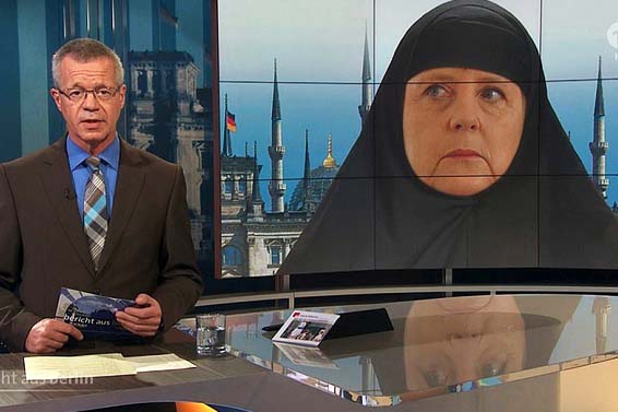 The ARD network in Germany presented the German leader as a religious Muslim. 